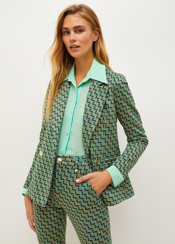 Women\'s Liu Jo Lurex Jacquard Jackets Green | LHP-182904