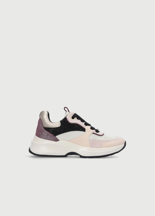 Women's Liu Jo Mesh And Gemstone Sneakers Pink | UVJ-912356