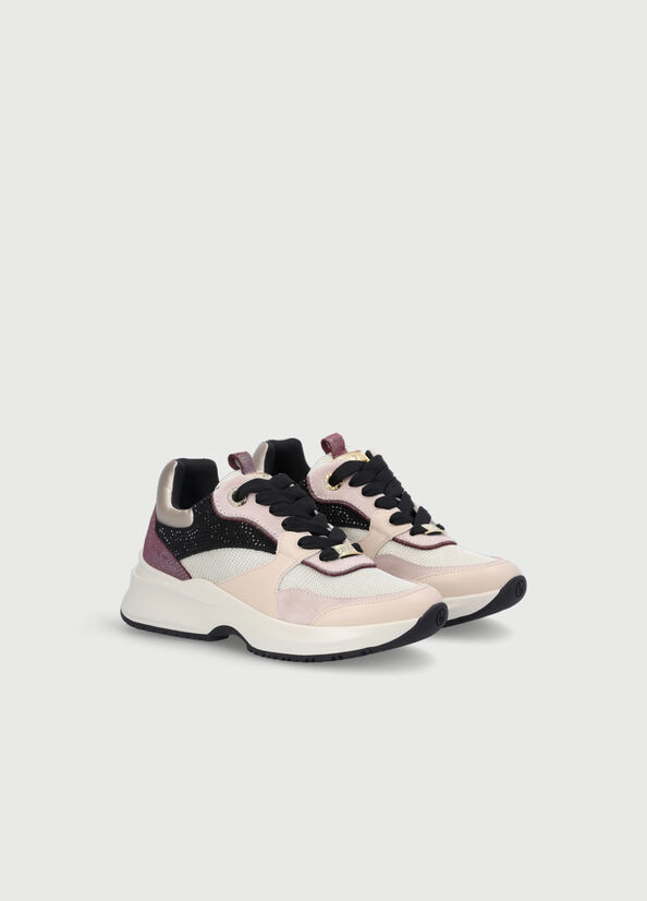 Women's Liu Jo Mesh And Gemstone Sneakers Pink | UVJ-912356