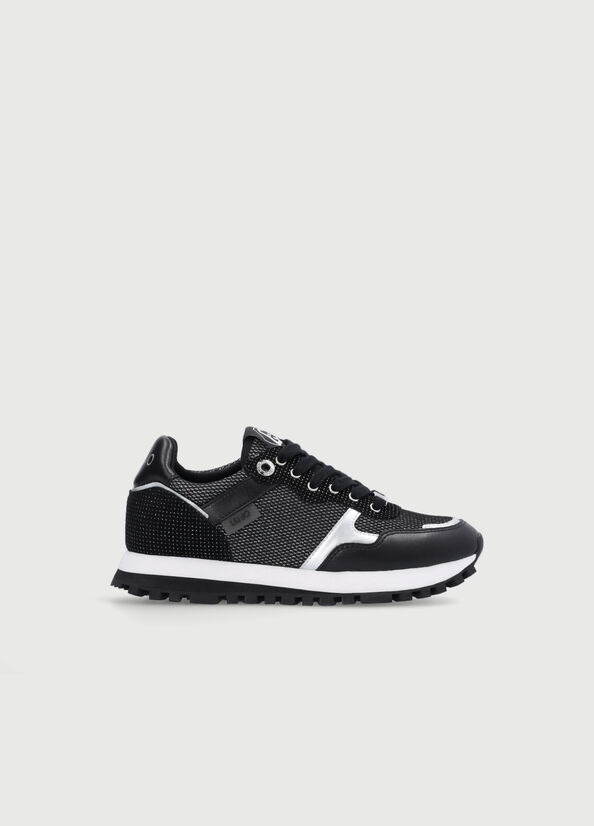 Women's Liu Jo Mesh Lamé Sneakers Black | XKT-540312