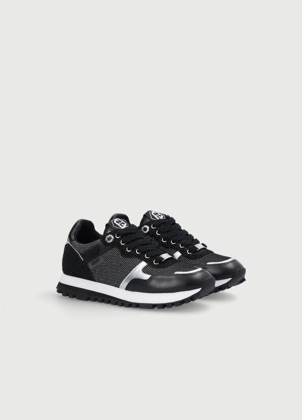 Women's Liu Jo Mesh Lamé Sneakers Black | XKT-540312