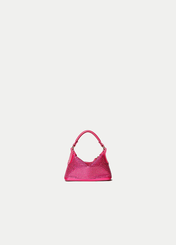 Women's Liu Jo Micro Hobo With Gemstones Crossbody Bags Fuchsia | CHZ-714086