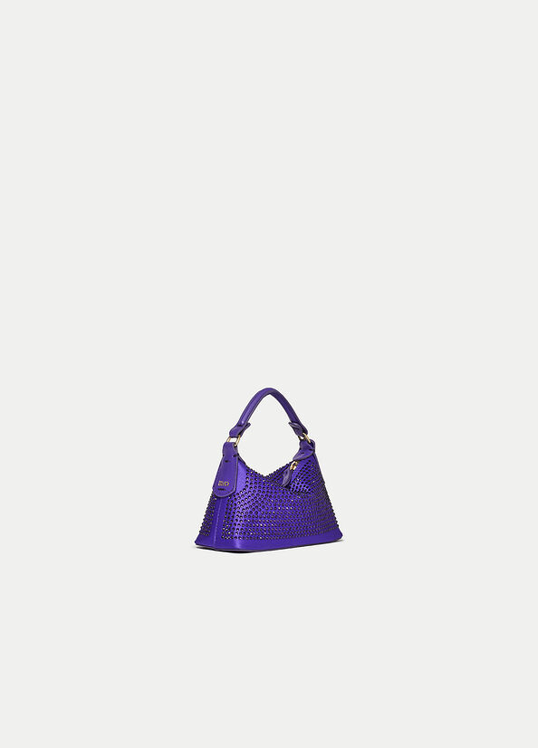 Women's Liu Jo Micro Hobo With Gemstones Crossbody Bags Purple | DOV-072514