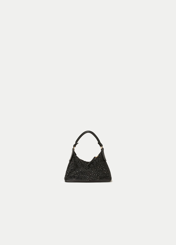 Women's Liu Jo Micro Hobo With Gemstones Crossbody Bags Black | LEO-031985