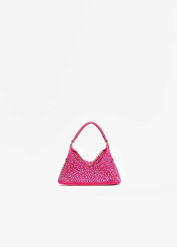 Women's Liu Jo Mini Hobo With Gemstones Crossbody Bags Fuchsia | KZE-275193