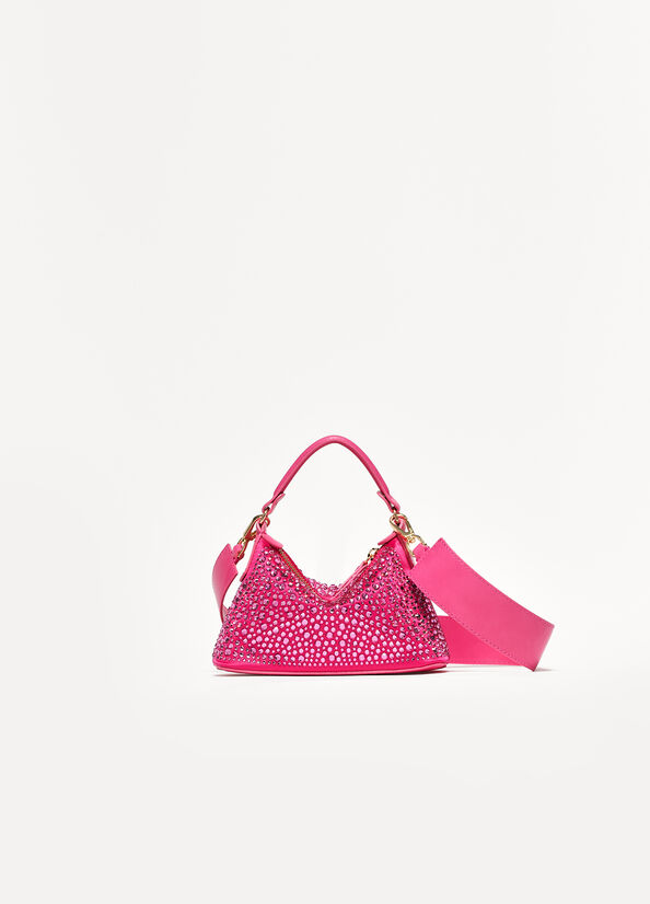 Women\'s Liu Jo Mini Hobo With Gemstones Crossbody Bags Fuchsia | KZE-275193