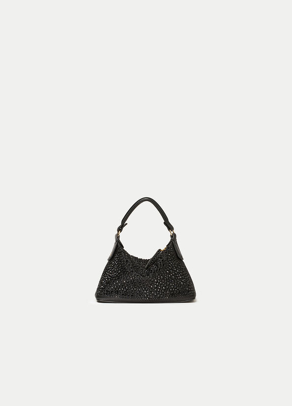 Women's Liu Jo Mini Hobo With Gemstones Crossbody Bags Black | VPC-451693