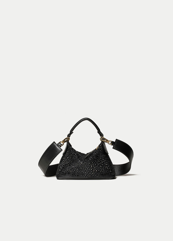 Women\'s Liu Jo Mini Hobo With Gemstones Crossbody Bags Black | VPC-451693