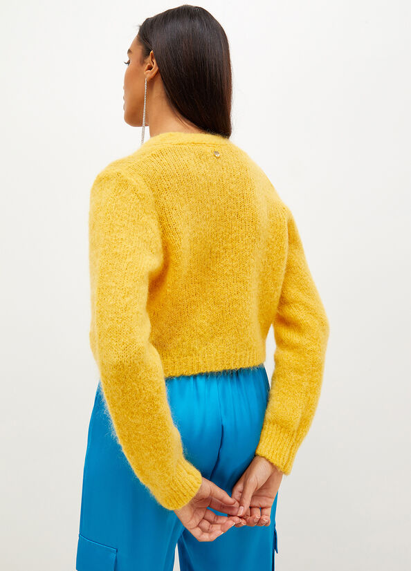 Women's Liu Jo Mohair Cardigan Sweaters Yellow | TGQ-894260