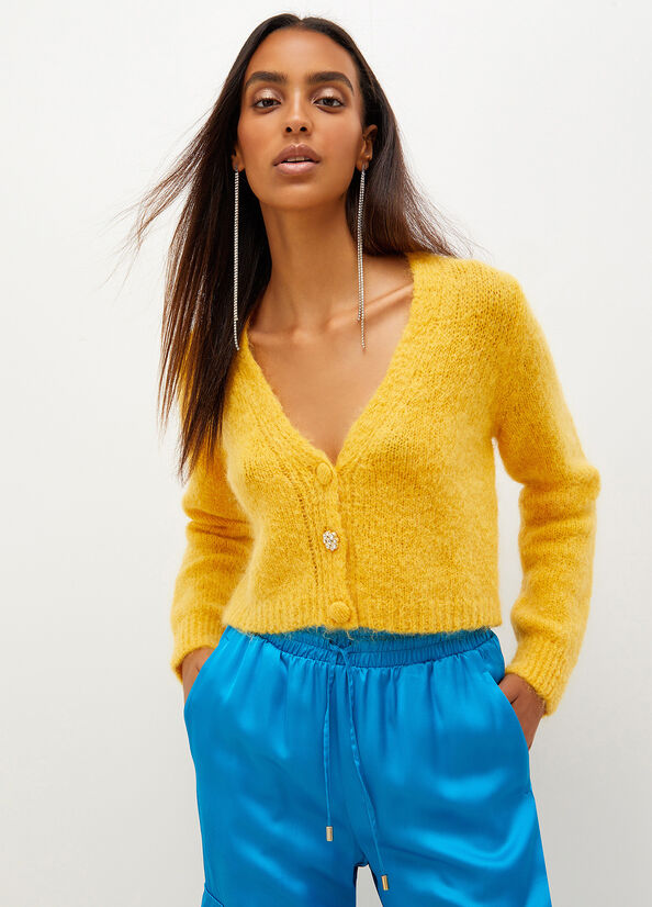 Women\'s Liu Jo Mohair Cardigan Sweaters Yellow | TGQ-894260