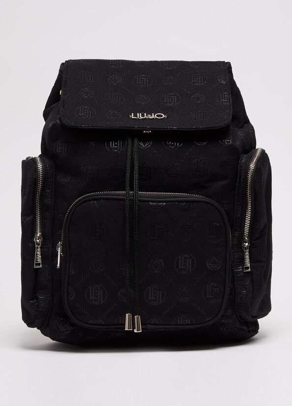 Women's Liu Jo Monogram Backpacks Black | HSE-172459