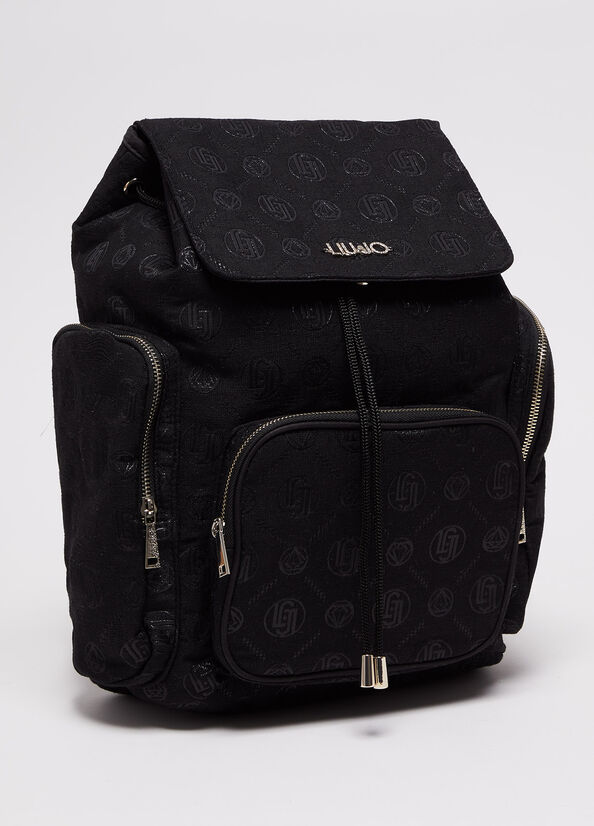 Women's Liu Jo Monogram Backpacks Black | HSE-172459