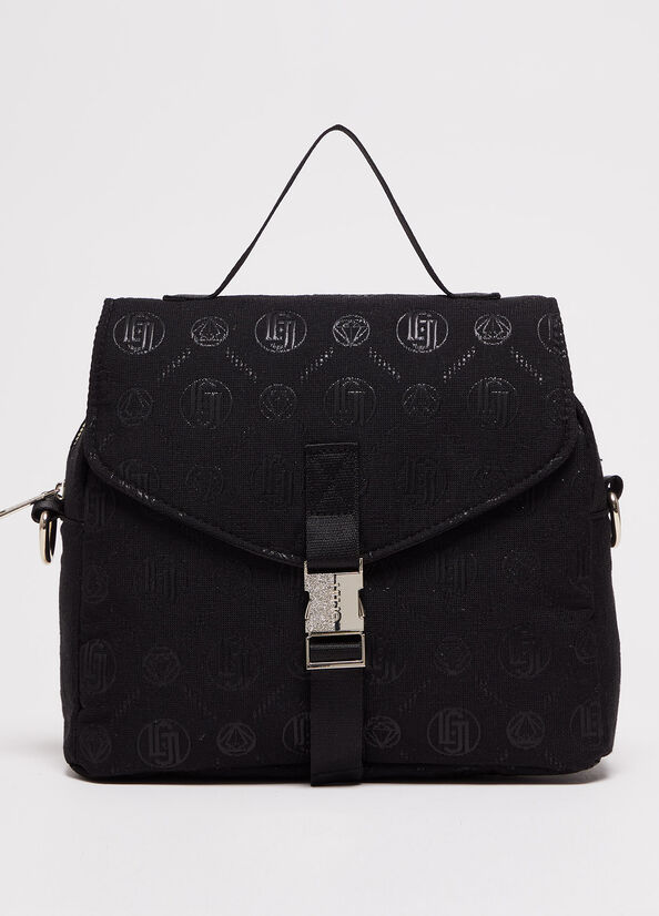 Women's Liu Jo Monogram Crossbody Bags Black | QWG-673049