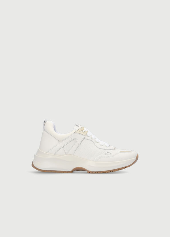 Women's Liu Jo Monogram Leather Sneakers Beige | XLQ-734098