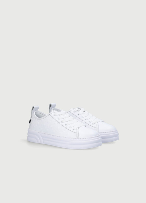 Women's Liu Jo Monogram Leather Sneakers White | ZDX-418630