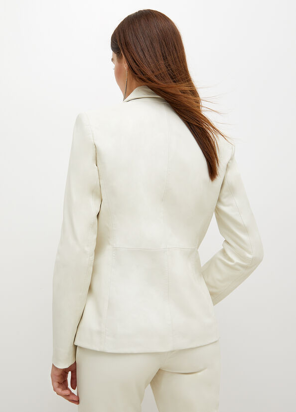 Women's Liu Jo Nappa Leather Blazer Coats White | HLE-908435