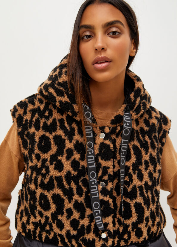 Women's Liu Jo Padded Gilet With Animal Print Coats Brown | MXN-216834