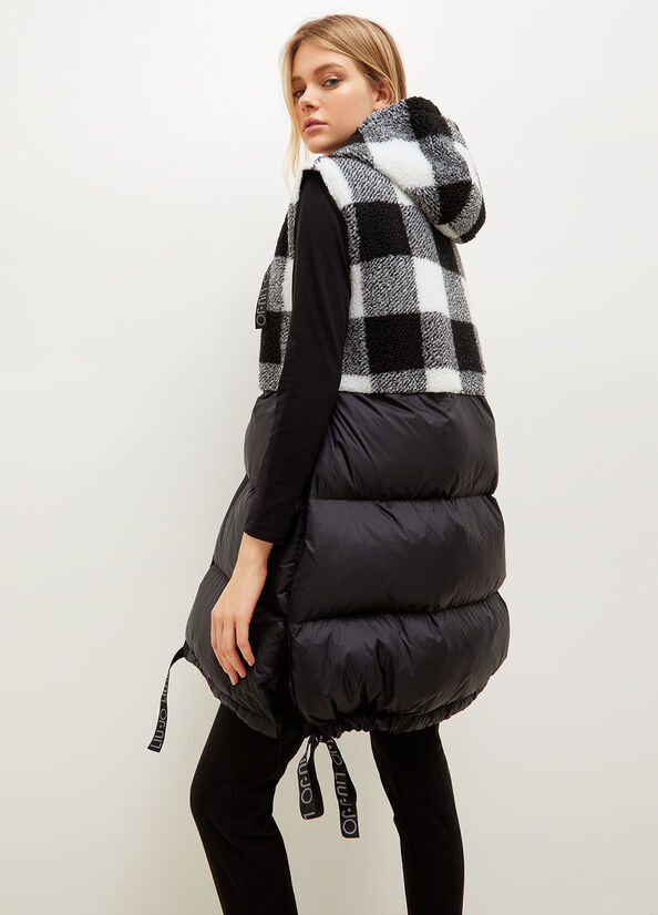 Women's Liu Jo Padded Gilet With Check Print Jackets White / Black | GXY-910367