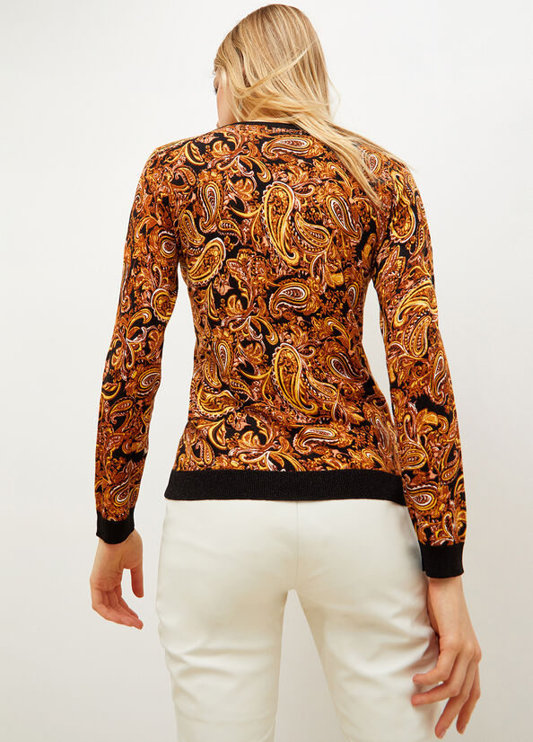 Women's Liu Jo Paisley Print Sweaters Black / Yellow | ZSR-845261