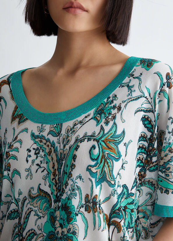 Women's Liu Jo Paisley Print Sweaters Light Turquoise | QJI-017238