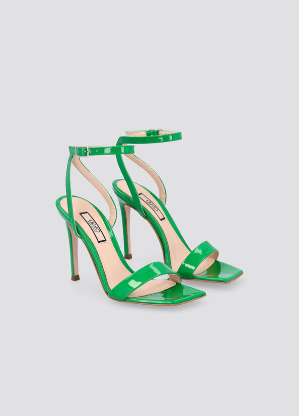 Women's Liu Jo Patent Leather Heeled Sandals Green | EUP-146279