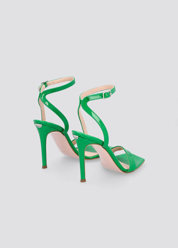 Women's Liu Jo Patent Leather Heeled Sandals Green | EUP-146279