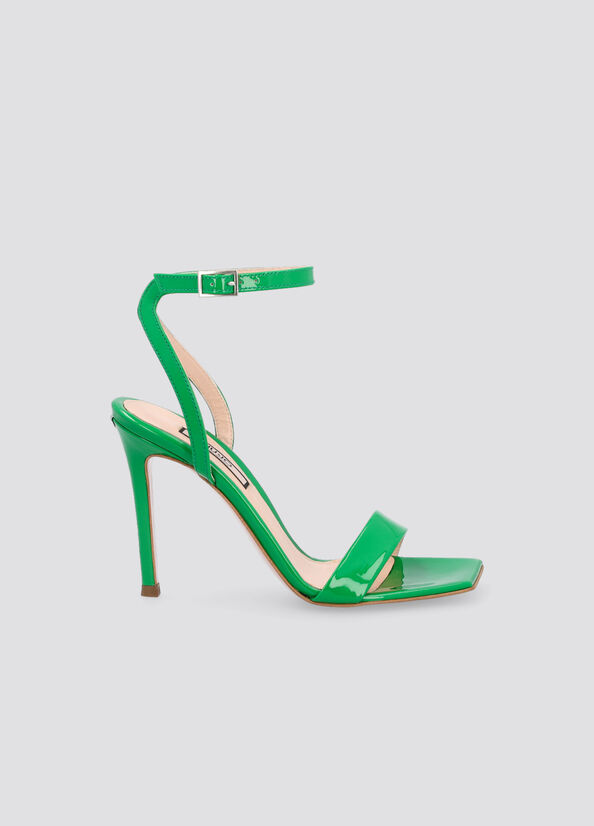 Women\'s Liu Jo Patent Leather Heeled Sandals Green | EUP-146279