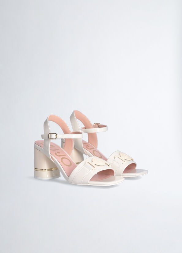 Women's Liu Jo Patent Leather Heeled Sandals White | FBE-287340