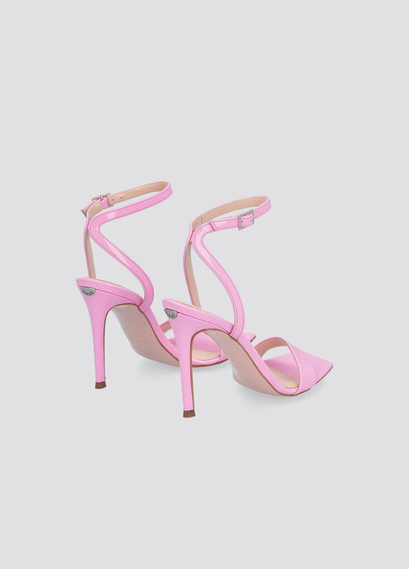 Women's Liu Jo Patent Leather Heeled Sandals Pink | GES-507842