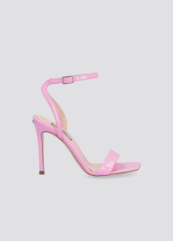 Women\'s Liu Jo Patent Leather Heeled Sandals Pink | GES-507842