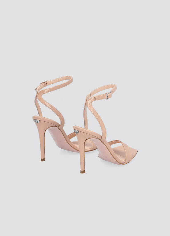 Women's Liu Jo Patent Leather Heeled Sandals Coral | IEQ-435701