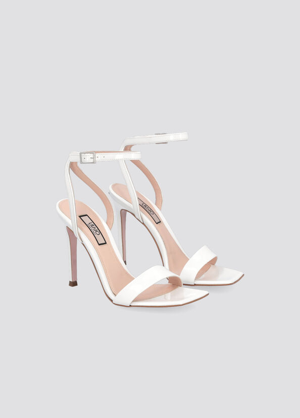 Women's Liu Jo Patent Leather Heeled Sandals White | QOV-786495