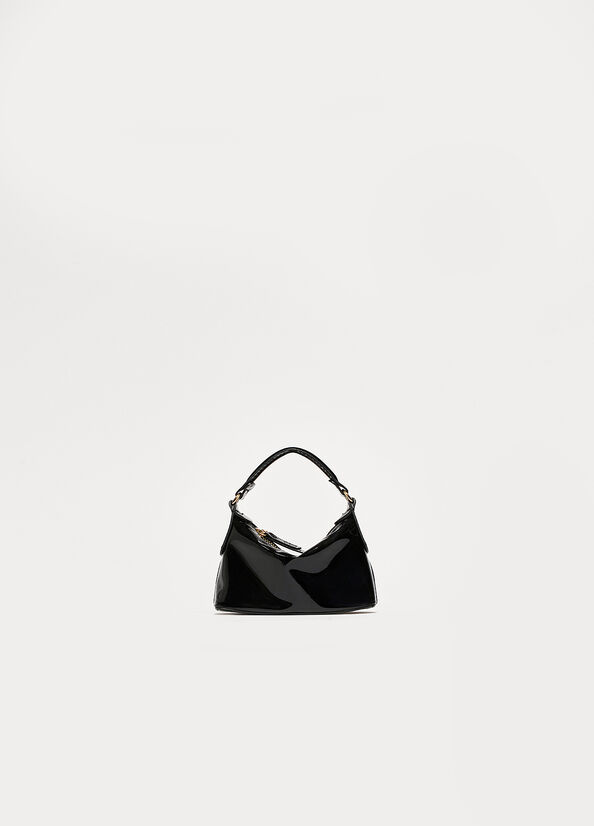 Women's Liu Jo Patent Leather Micro Hobo Crossbody Bags Black | BMC-268534