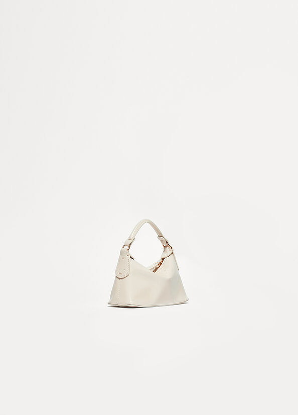 Women's Liu Jo Patent Leather Micro Hobo Crossbody Bags White | QUW-956021