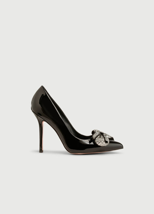 Women's Liu Jo Patent Leather With Bow High Heels Black | KDR-580736