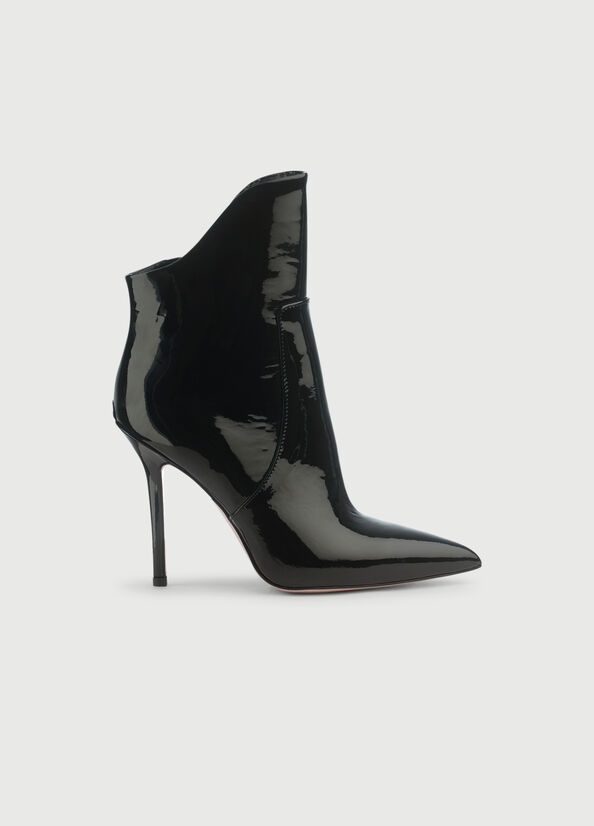 Women's Liu Jo Patent Leather With Stiletto Heel Ankle Boots Black | QCD-192560