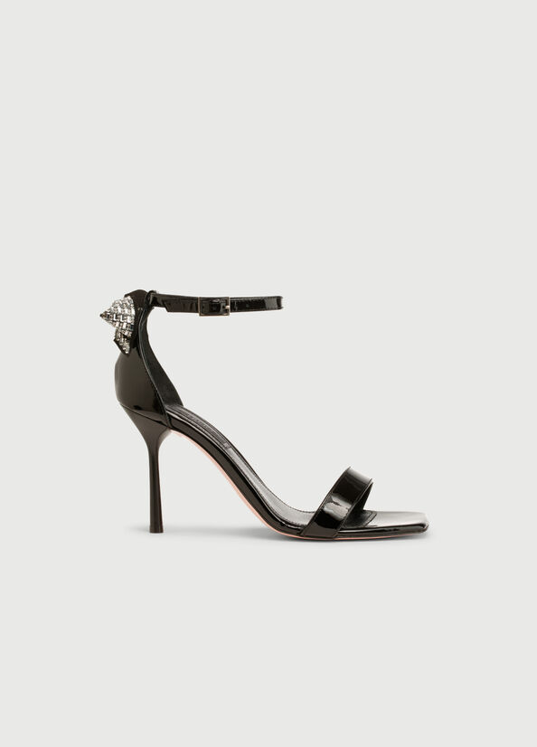 Women's Liu Jo Patent Leather With Stiletto Heel Sandals Black | ZFW-468031