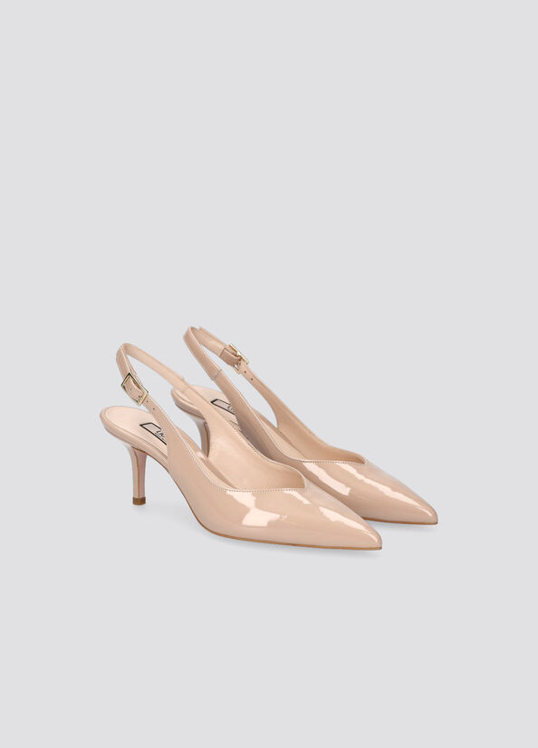 Women's Liu Jo Patent Slingback High Heels Beige | PAW-764109