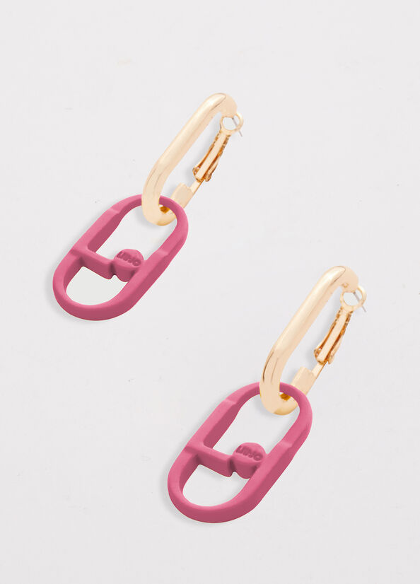 Women's Liu Jo Pendant Earrings With Monogram Jewelry Pink | LGK-350487