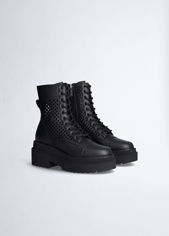 Women's Liu Jo Perforated Ankle Boots Black | CAW-204759