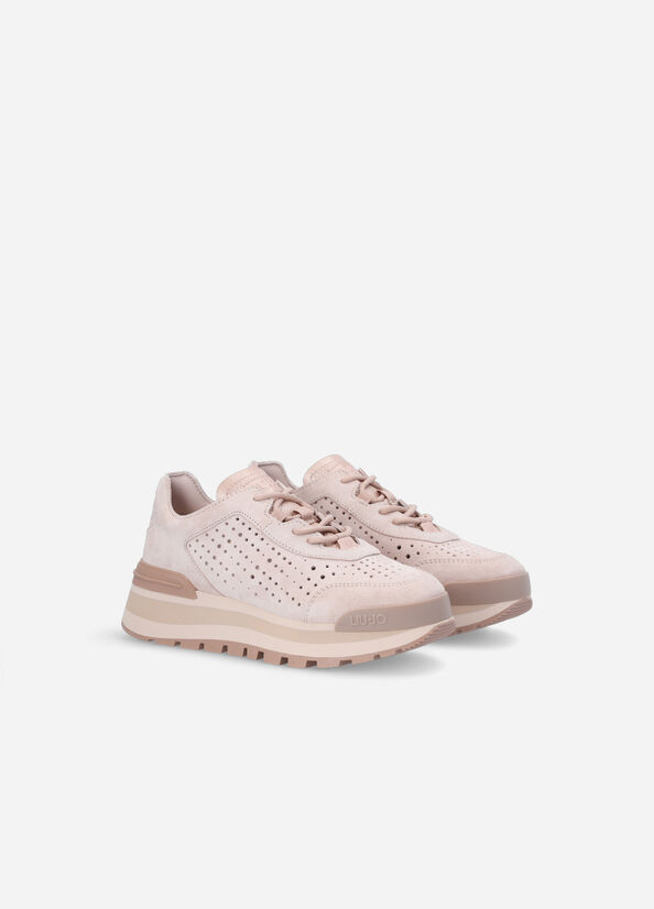 Women's Liu Jo Perforated Platform Sneakers Pink | RZE-395084