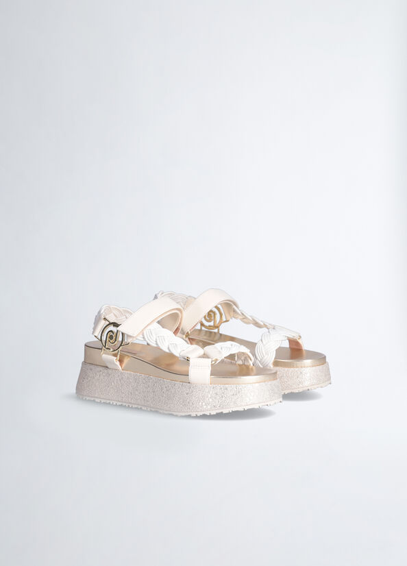 Women's Liu Jo Platform With Braiding Sandals White | WTE-658047