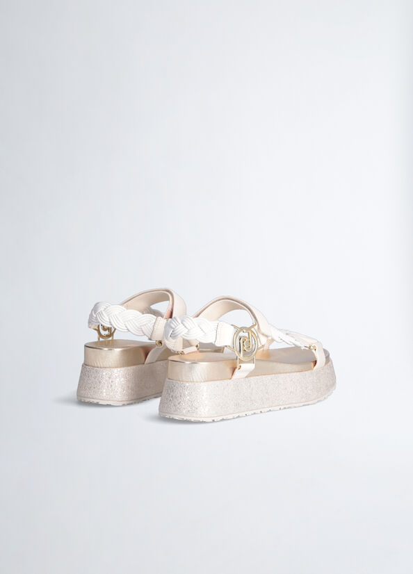 Women's Liu Jo Platform With Braiding Sandals White | WTE-658047