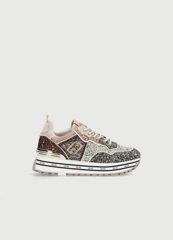 Women's Liu Jo Platform With Glitter Sneakers Multicolor | TIA-208436