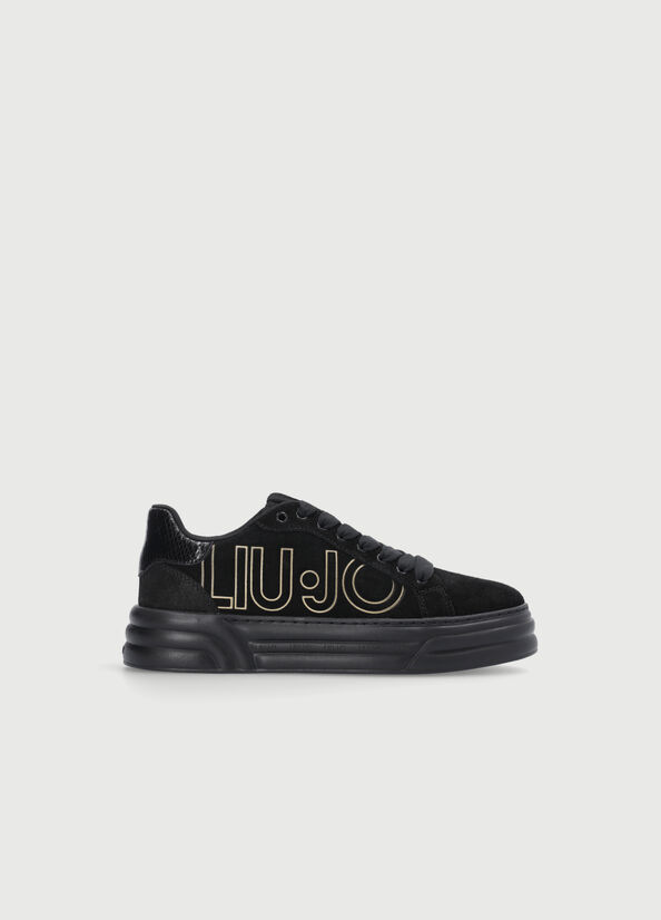 Women's Liu Jo Platform With Maxi Logo Sneakers Black | IAE-461805