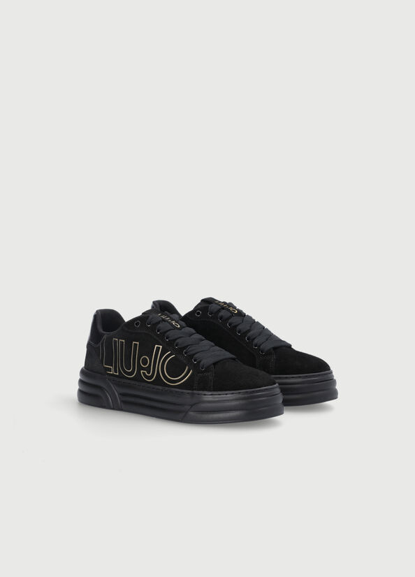 Women's Liu Jo Platform With Maxi Logo Sneakers Black | IAE-461805