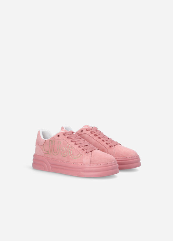 Women's Liu Jo Platform With Maxi Logo Sneakers Pink | PHG-273095