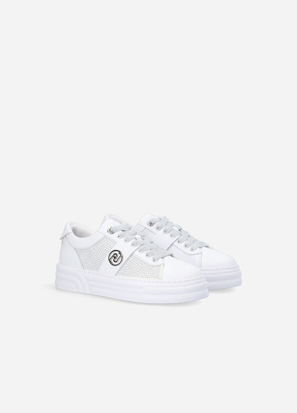 Women's Liu Jo Platform With Studs Sneakers White | WIZ-905632