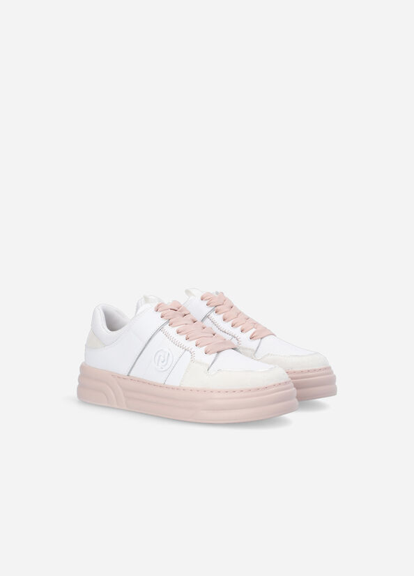 Women's Liu Jo Platform With Two-Tone Sole Sneakers White / Pink | IJT-602314