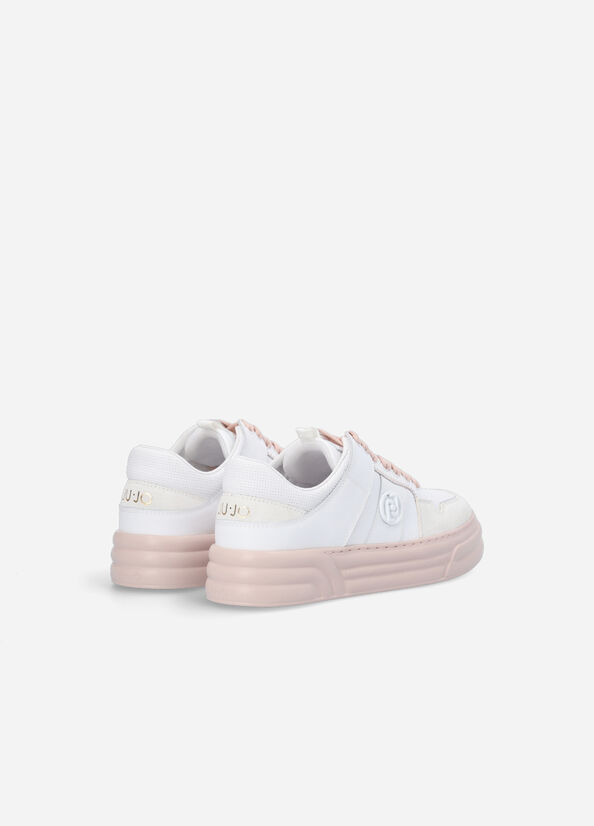 Women's Liu Jo Platform With Two-Tone Sole Sneakers White / Pink | IJT-602314